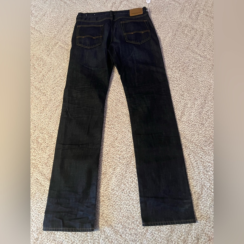 American Eagle 32 x 36 Original Straight Jeans Dark Blue Cotton 7772